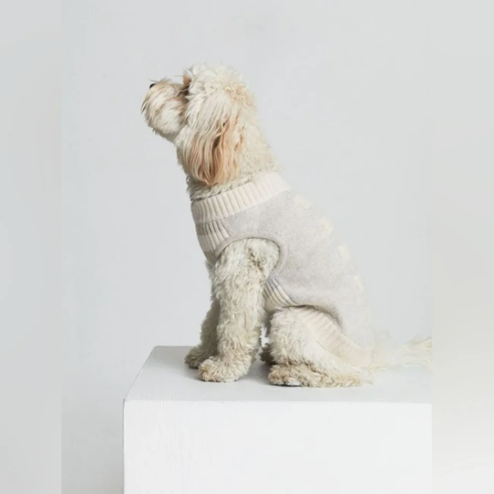 REISS ALDERS GREY AND CREAM WOOL DOG PET SWEATER COAT MEDIUM NEW